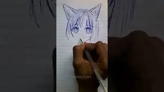 Name This Cute Fox Anime Girl 🦊💞 | Black Pen Drawing ✍️✨