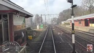 Посмотрите через плечо машиниста на пути из Арнема в Утрехт. (Со спидометром)