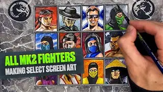 MORTAL KOMBAT 2 ART | Drawing Scorpion, Sub-Zero & all other fighters from the select screen