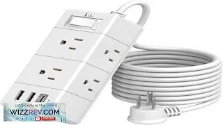 10Ft Extension Cord Flat Plug Power Strip Tcstei 3 Side Outlet Extender