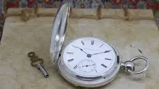 Serviced 1883 Hampden 18 Size Coin Silver Key Wind/Set Pocket Watch