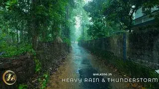 Heavy Rain and Thunderstorm in a Beautiful Kerala Village | ASMR Rain Sound for Sleep and Meditation