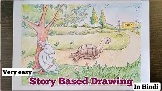 how to draw a rabbit and a tortoise for kids step by step very easy