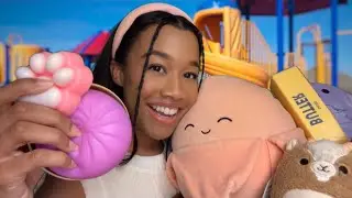 ASMR Girls on The Playground Sells You Squishies and Plushies 🧸 (Dumpling, Taba, & Butter Squishy)