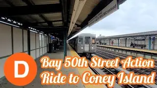 NYC Subway: D Train Action at Bay 50th St and Ride to Coney Island - Stillwell Avenue