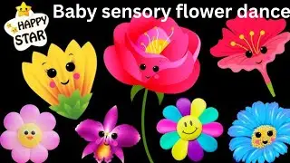 baby sensory flower dancing / fun dance video with music ,animation/ color contrast stimulation