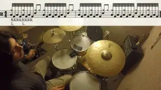 Double Bass Drum idea with one foot #1 - Singles between Floor Tom and Bass Drum