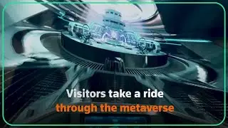 Visitors ride through the metaverse at Mobile World Congress