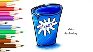 Easy Yogurt Cup Drawing for Kids | Step-by-Step Art Tutorial with Markers and Colors
