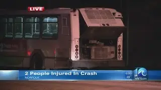 2 hurt in wreck involving HRT bus