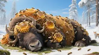 A musk ox Bear was injured by bee and parasites, A rescue team successfully rescued the musk ox