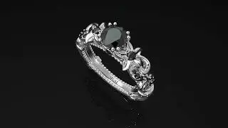 Vintage Flower Openwork Gold Black Diamond Engagement Ring - Ann No. 39