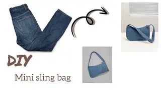 DIY old jeans/ mini sling bag/ purse / denim bag 