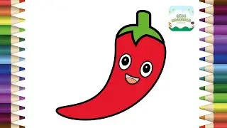 How To Draw A Cute Chili Pepper Easy Step By Step | Chili Pepper Drawing