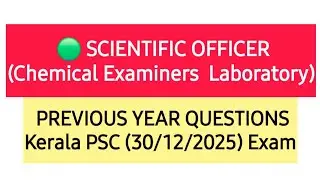 🩸SCIENTIFIC OFFICER PYQ (CEL) (30/12/2025) | Scientific Officer Chemical Examiners Laboratory #pyq 