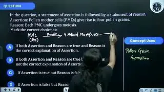Assertion: Pollen mother cells (PMCs) give rise to four pollen grains.Reason: Each PMC undergoes...