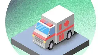 Ambulance car. Isometric art. SPEED DRAWING