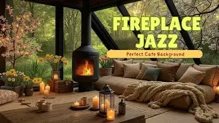 Cozy Fireplace Jazz & Smooth Tunes ~ Perfect Cafe Background Music for Relaxation