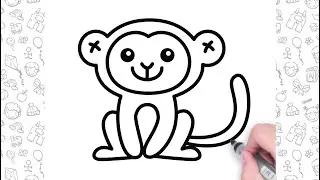 🐒🍌 Нарисуйте милую обезьянку шаг за шагом