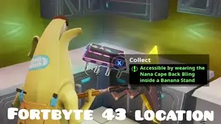 Fortbyte 43 location - Accessible by wearing the Nana Cape Back Bling in a banana Stand | Fortnite