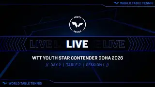 LIVE! | T2 | Day 2 | WTT Youth Star Contender Doha 2026 | Session 1