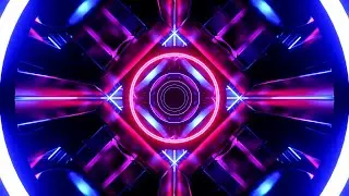4K Abstract Fast Moving Trippy Circle Light Neon Tunnel Blue Black Screen Relaxing Neon Lights Video
