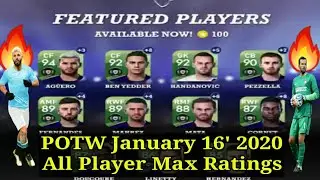 POTW Jan 16,2020 All Players Max Ratings in PES 2020 Mobile || PES Galaxy Mobile ||