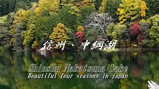 中綱湖　湖面に映る秋