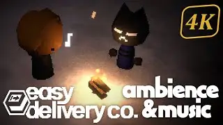 🌙 4K Easy Delivery Co. BGM Ambience | 1 HR of Campfire Snow | Background OST for Sleep, Study, Focus