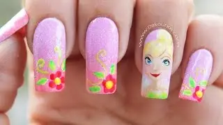 Decoración de uñas campanita - Tinkerbell nail art