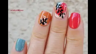 ABSTRACT FALL NAILS 2020 / Black LEAVES NAIL ART Design