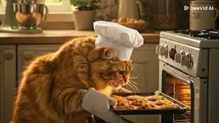 vegan cat cooking its vegan biscutes