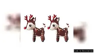 2-Pack of 3D Christmas Reindeer Small Balloons, 3D Christmas Reindeer Foil Balloons, Suitable for Ch