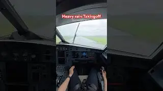 Heavy rain takeoff #airbus #aviation #pilot