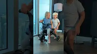 Малышка хочет покатать Дэвида на велосипеде дома. Детское видео!