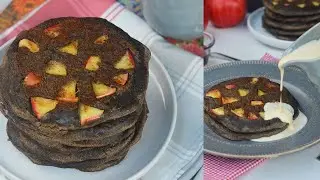 Apple Buckwheat Pancakes with Quick Rabri sauce | No Egg, No Refined Sugar | Heart Healthy Breakfast