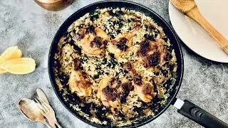 Best Chicken Rice - with Spinach - One pan, Healthy, Yummy