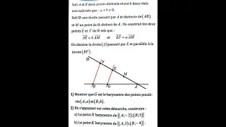 Barycentre Al moufid 1SM Exercice 12