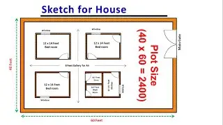 3 bedroom house plans single story - 3 room house design on 40 x 60 Sqft Area | House Sketch Plan