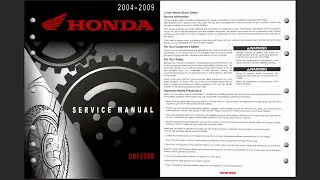 Honda CRF 250 R 2004-2009 Service Workshop Repair Manual Download PDF