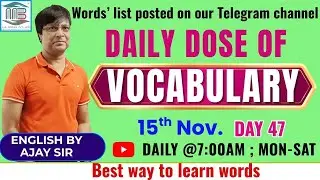 📚 DAILY DOSE OF VOCABULARY 📚 | DAY 47 |English By Ajay Sir {सीधी बात No Bakwas} #bank #ssc #vocab
