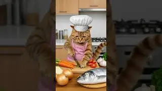 Orange Cat making Fish soup #viral #youtubeshorts #funnycats #funny #youtubevideo #orange #cute#usa