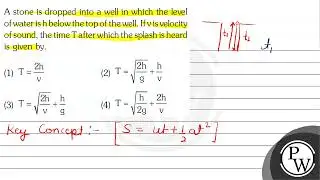 A stone is dropped into a well in which the level of water is \( h \) below the top of the well....