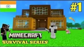 Minecraft Pe Survival series EP-1 in Hindi 1.19 | I made survival house & iron armour | #minecraftpe