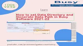 How to set Data Directory and Generate Data Path in Busy| Busy Accounting Software |  | Easy steps🔥💯