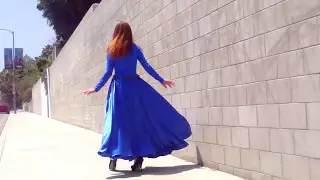 Ameynra fashion - royal-blue satin maxi skirt. Sofia Goldberg