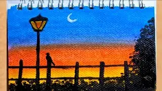 Easy Sunset scenery painting step by step ll Painting Skills 🥰🥰🥰💗🖼️