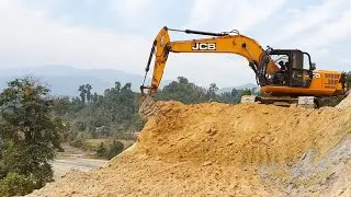 Digging Tough Layer of Hill  Clearing Soil | Jcb Excavator Hilly Road Work
