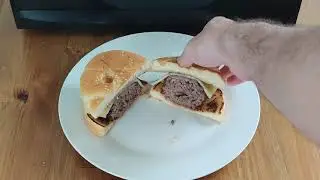 BEAUTIFUL KOBE BEEF HAMBURGER IN A MICROWAVE