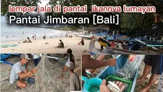 Panen ikan hasil lempar jaring di pantai jimbaran [Bali]